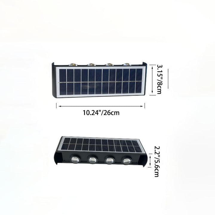 Moderne Einfachheit Solar wasserdichte rechteckige ABS PMMA LED Wandleuchte Lampe für den Außenbereich Terrasse