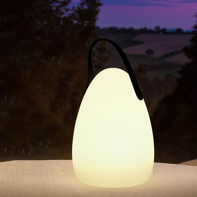 Moderne Einfachheit Kunststoff Runde Square Hand LED Tischlampe Für Outdoor Patio