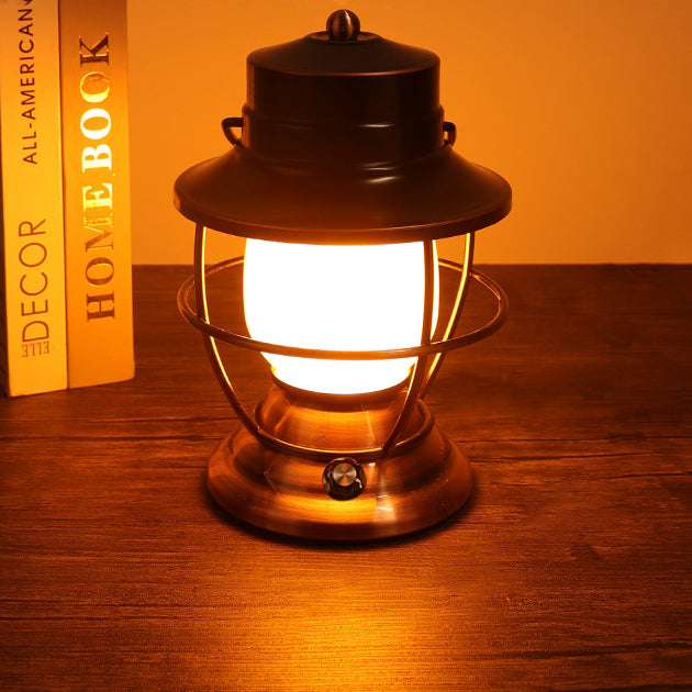 Traditionelles Bauernhaus Wasserdichte Wiederaufladbare Eisen Acryl Zylinder LED Tischlampe Für Unterhaltungsraum