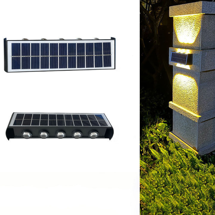 Moderne Einfachheit Solar wasserdichte rechteckige ABS PMMA LED Wandleuchte Lampe für den Außenbereich Terrasse