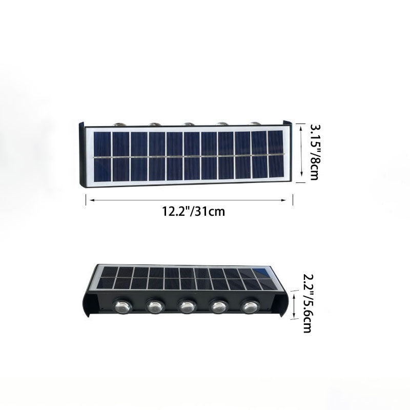 Moderne Einfachheit Solar wasserdichte rechteckige ABS PMMA LED Wandleuchte Lampe für den Außenbereich Terrasse