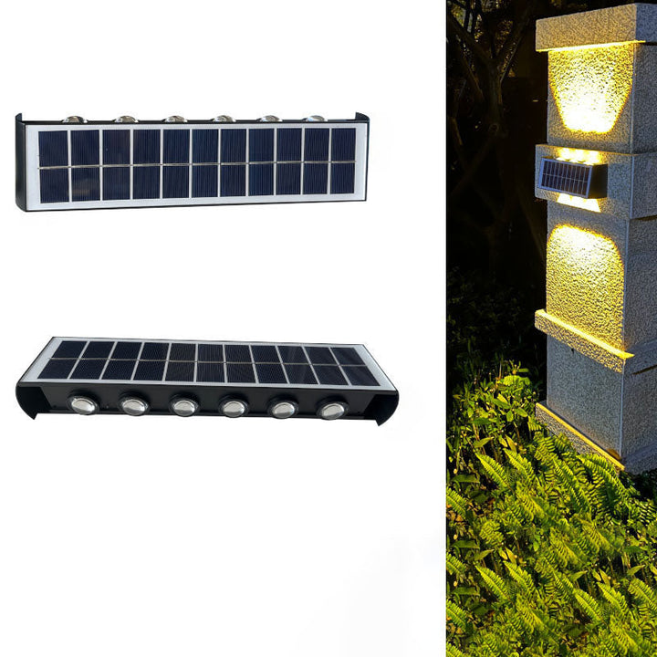 Moderne Einfachheit Solar wasserdichte rechteckige ABS PMMA LED Wandleuchte Lampe für den Außenbereich Terrasse