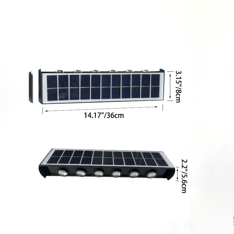 Moderne Einfachheit Solar wasserdichte rechteckige ABS PMMA LED Wandleuchte Lampe für den Außenbereich Terrasse