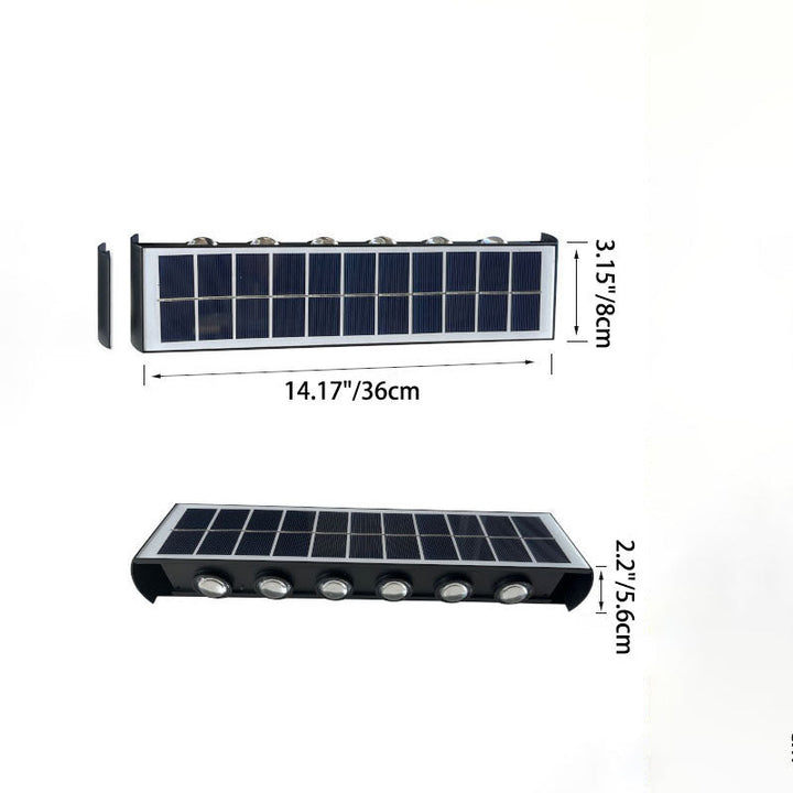 Moderne Einfachheit Solar wasserdichte rechteckige ABS PMMA LED Wandleuchte Lampe für den Außenbereich Terrasse