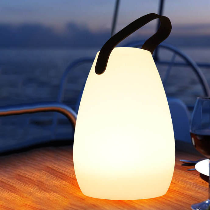 Moderne Einfachheit Kunststoff Runde Square Hand LED Tischlampe Für Outdoor Patio