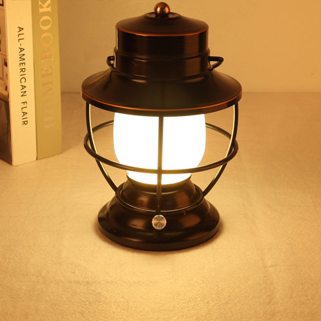 Traditionelles Bauernhaus Wasserdichte Wiederaufladbare Eisen Acryl Zylinder LED Tischlampe Für Unterhaltungsraum
