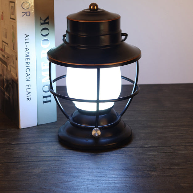 Traditionelles Bauernhaus Wasserdichte Wiederaufladbare Eisen Acryl Zylinder LED Tischlampe Für Unterhaltungsraum