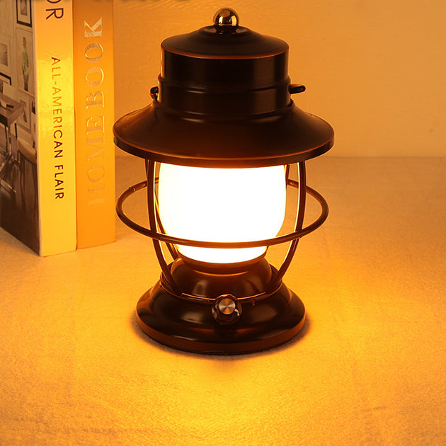 Traditionelles Bauernhaus Wasserdichte Wiederaufladbare Eisen Acryl Zylinder LED Tischlampe Für Unterhaltungsraum