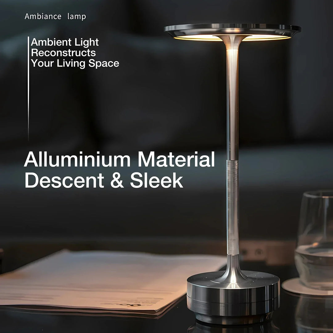 Kabellose wiederaufladbare moderne Aura-Tischlampe mit Touch-Steuerung | Drahtloses LED-Licht für moderne Beistelltische und Bürotische | Minimalistische Tischlampe