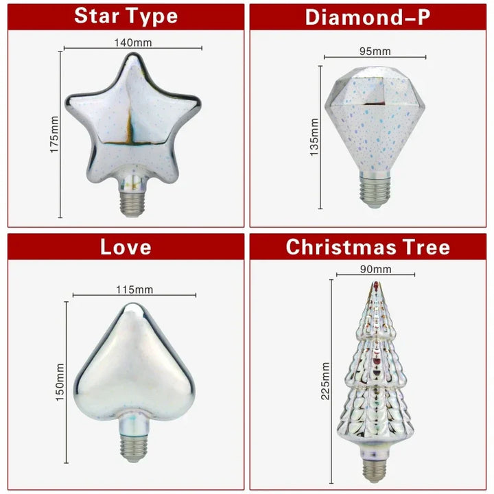 3D LED-Lampe | Vintage Feuerwerk Effekt Lampe mit E27 Fassung | 6W 85–265V | Deko, Party & Weihnachtsbeleuchtung | Auravia