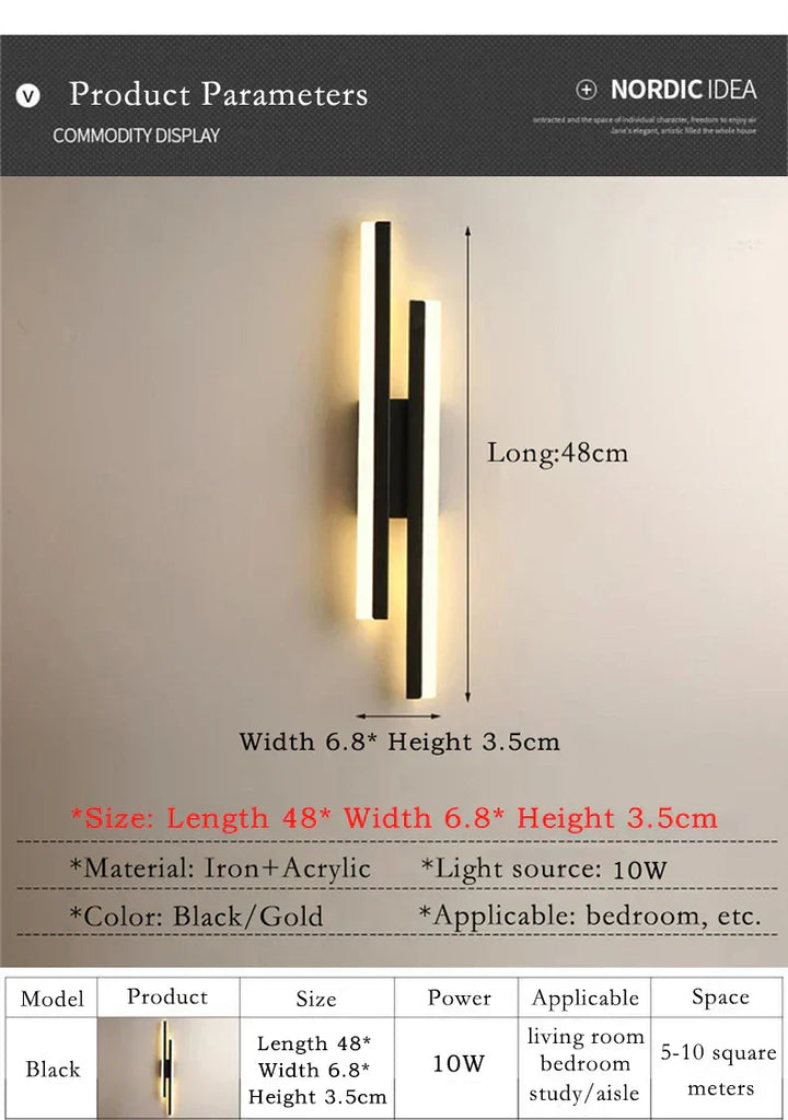 Moderne LED Wandleuchte: Schwarz/Gold Acryl Raumdekoration Licht