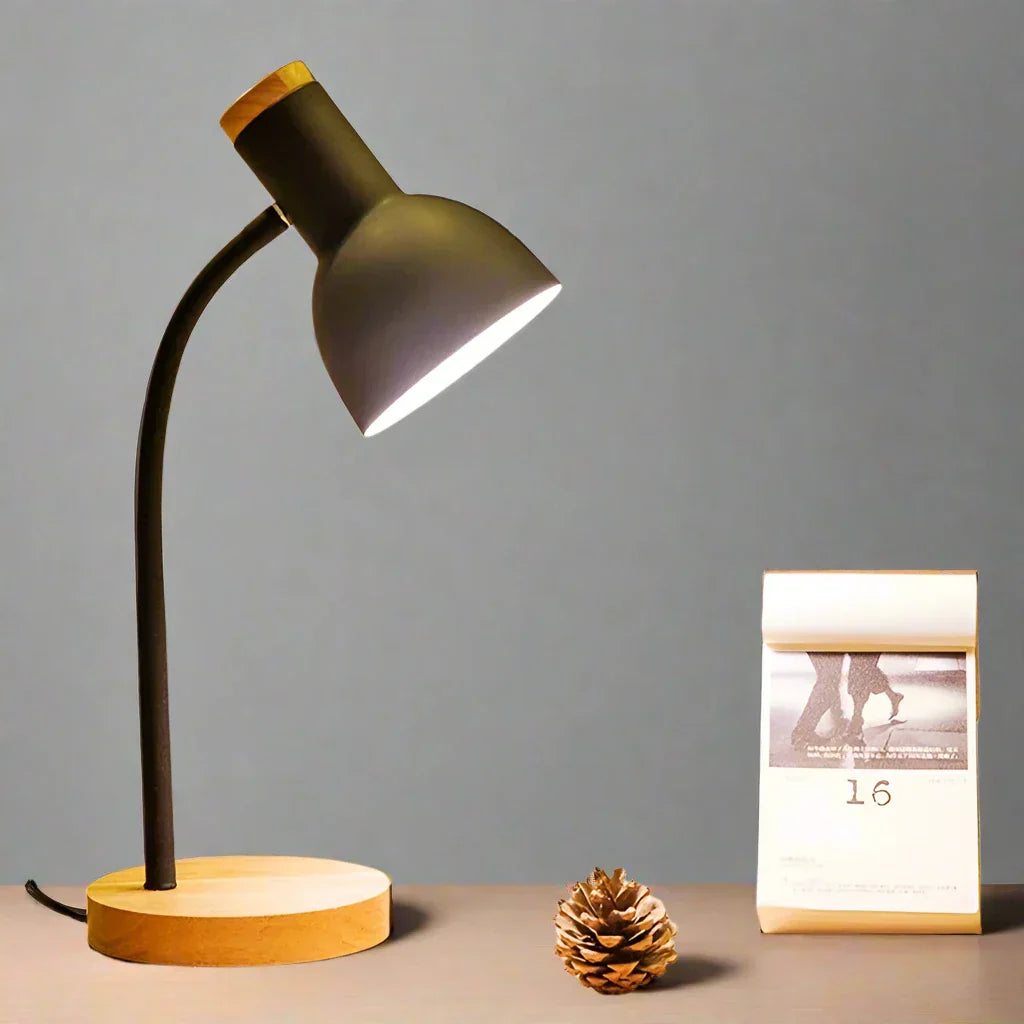 Herbst- und Winterbeleuchtung | Nordeuropäische kreative Holzkunst Eisen LED-Schreibtischlampe - Moxie