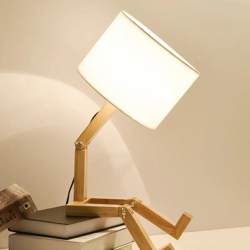 Holztischlampe mit Buchhalter - RutanFlex