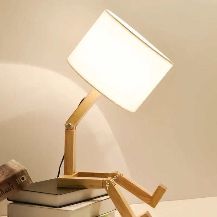 Holztischlampe mit Buchhalter - RutanFlex