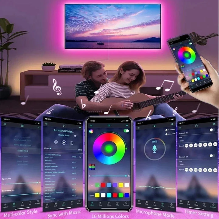 USB RGB LED Streifenlichter mit App-Steuerung für Raum- & TV-Hintergrundbeleuchtung Deko