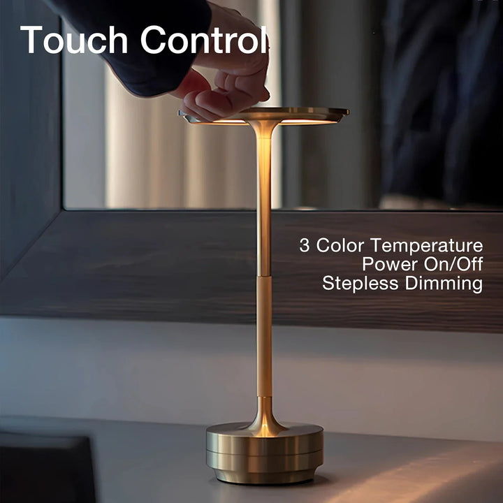 Kabellose wiederaufladbare moderne Aura-Tischlampe mit Touch-Steuerung | Drahtloses LED-Licht für moderne Beistelltische und Bürotische | Minimalistische Tischlampe