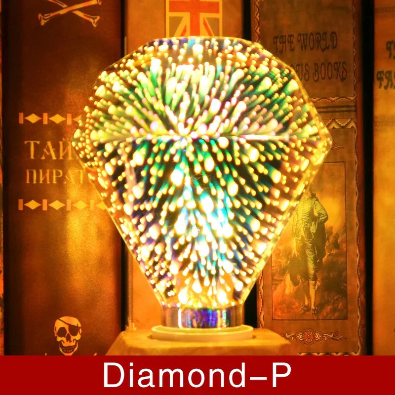 3D LED-Lampe | Vintage Feuerwerk Effekt Lampe mit E27 Fassung | 6W 85–265V | Deko, Party & Weihnachtsbeleuchtung | Auravia