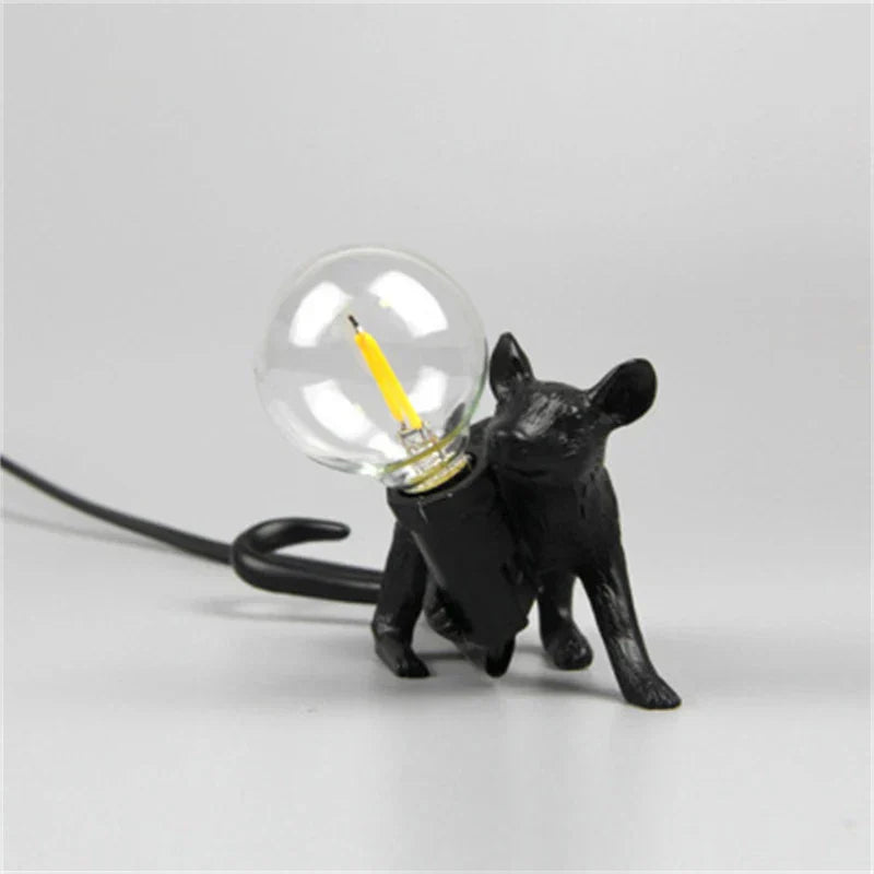 Moderne LED Tier Tischlampen: Resin Ratte, Katze und Eichhörnchen Nachtlichter