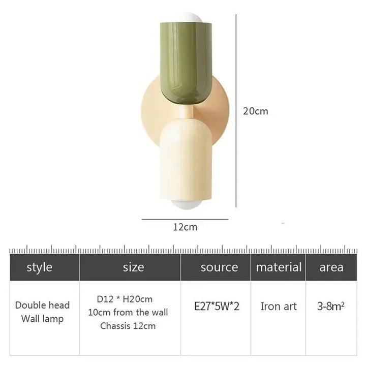 Moderne, minimalistische nordische LED-Wandleuchte in Creme mit zwei Leuchtenköpfen für Wohnzimmer, Schlafzimmer und Arbeitszimmer – ideal als Innendekoration.