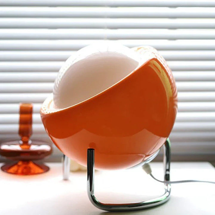Aurivio Tischlampe | Glas & Edelstahl | Retro-Nordic Design | LED Nachtlicht Beige/Orange | Ø21×H25 cm