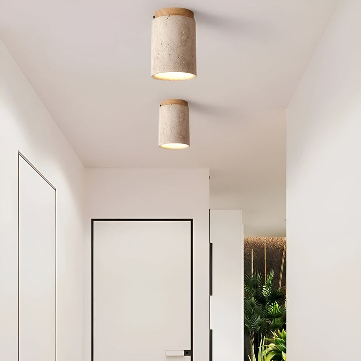 ZenElegance Wabi Sabi Luxus Deckenbeleuchtung - Natur Travertin LED