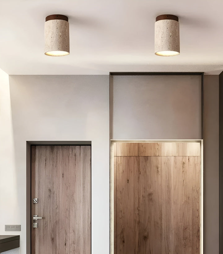 ZenElegance Wabi Sabi Luxus Deckenbeleuchtung - Natur Travertin LED