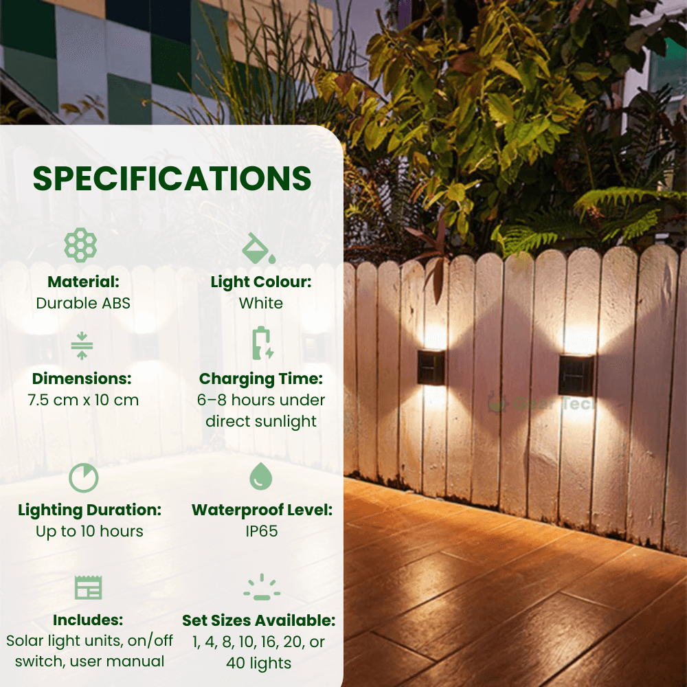 Drahtlose LED-Solar-Wandlichter - Außenbeleuchtung für Wege und Terrassen, energieeffizient und wetterbeständig