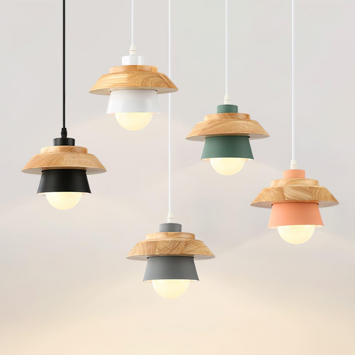 NordicMacaron Luxus Deckenlampe - Skandinavisches Design mit Holzfinish