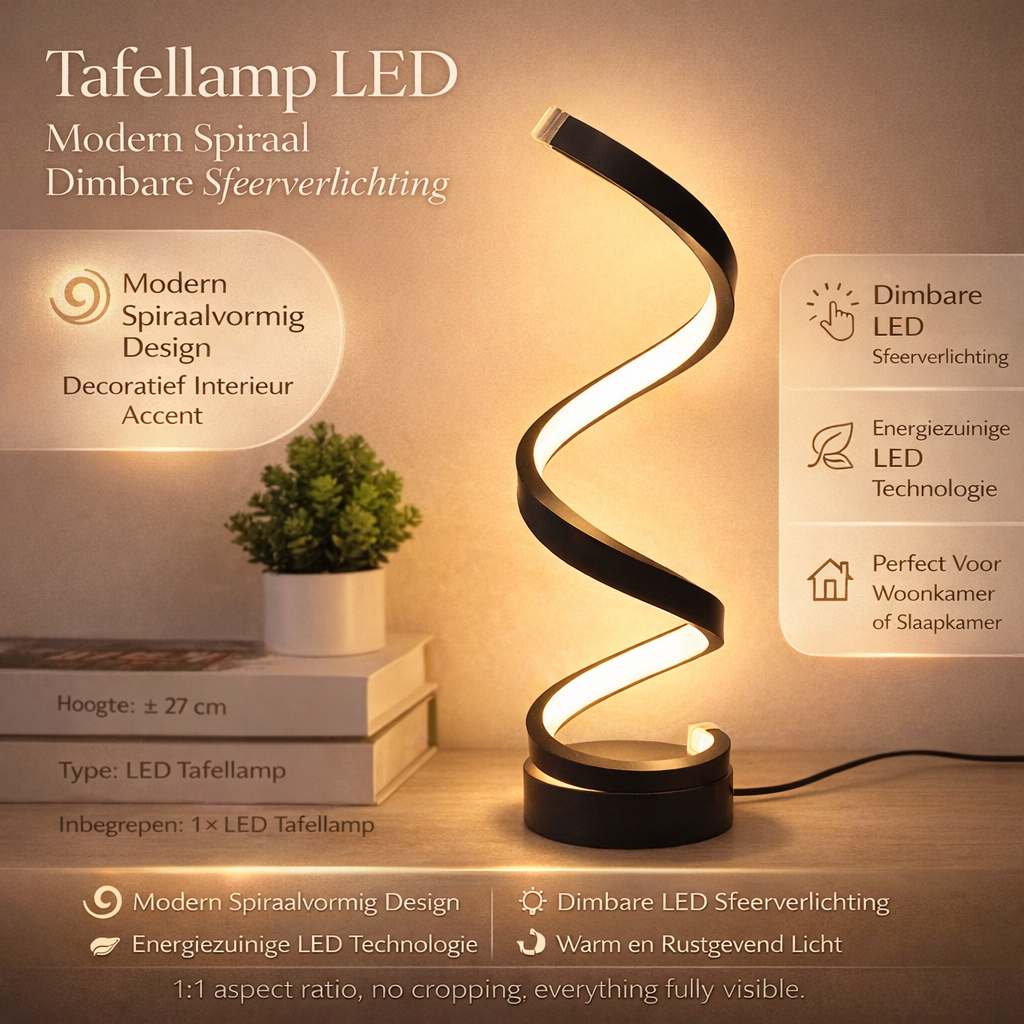 SpiralLight LED Tischlampe mit dimmbarem Licht und Touch-Steuerung