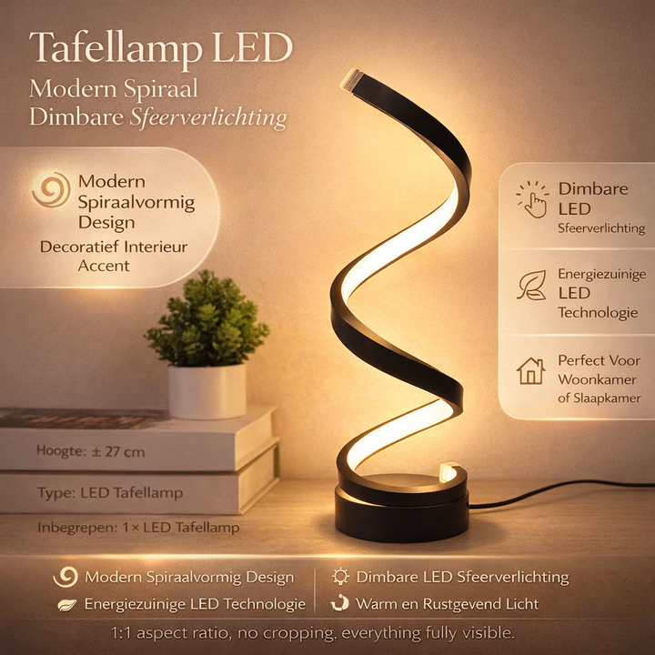 SpiralLight LED Tischlampe mit dimmbarem Licht und Touch-Steuerung