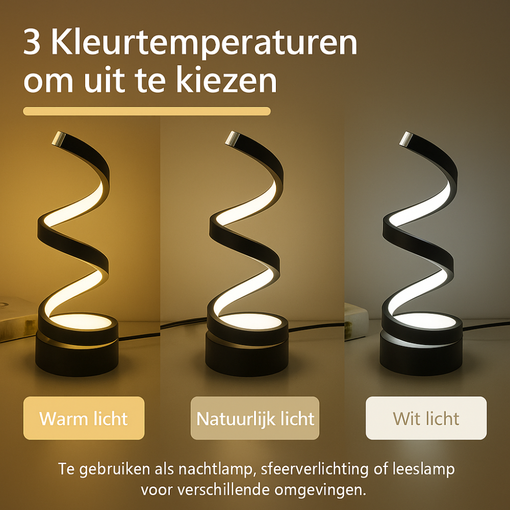 SpiralLight LED Tischlampe mit dimmbarem Licht und Touch-Steuerung