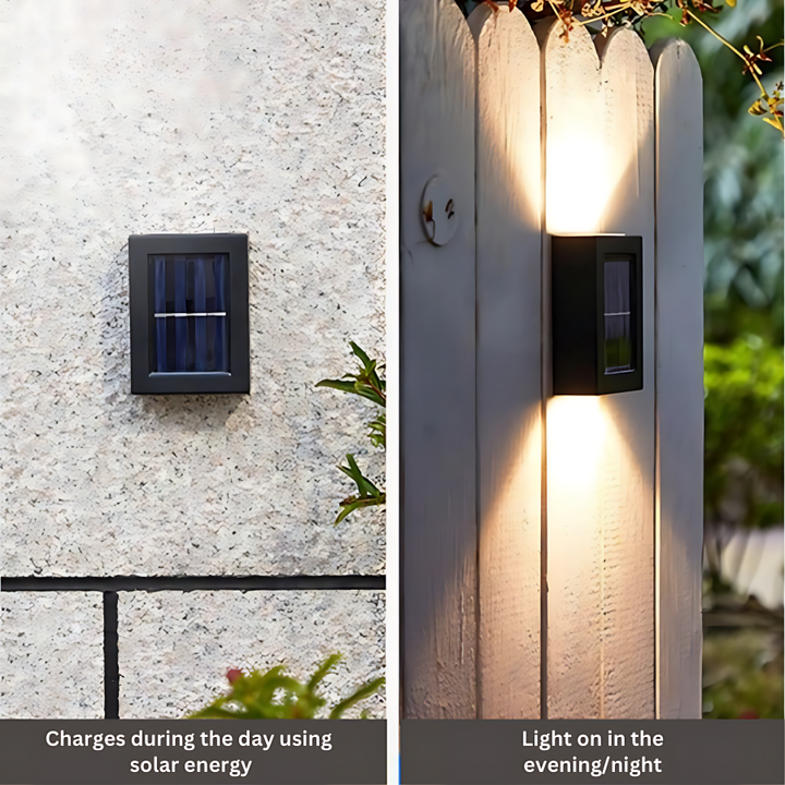 Drahtlose LED-Solar-Wandlichter - Außenbeleuchtung für Wege und Terrassen, energieeffizient und wetterbeständig