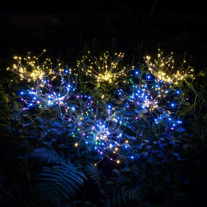 4-teilige Solar Feuerwerk Gartenlichter - Wetterfeste LED Dekorationsbeleuchtung, Solarenergie für Garten und Terrasse