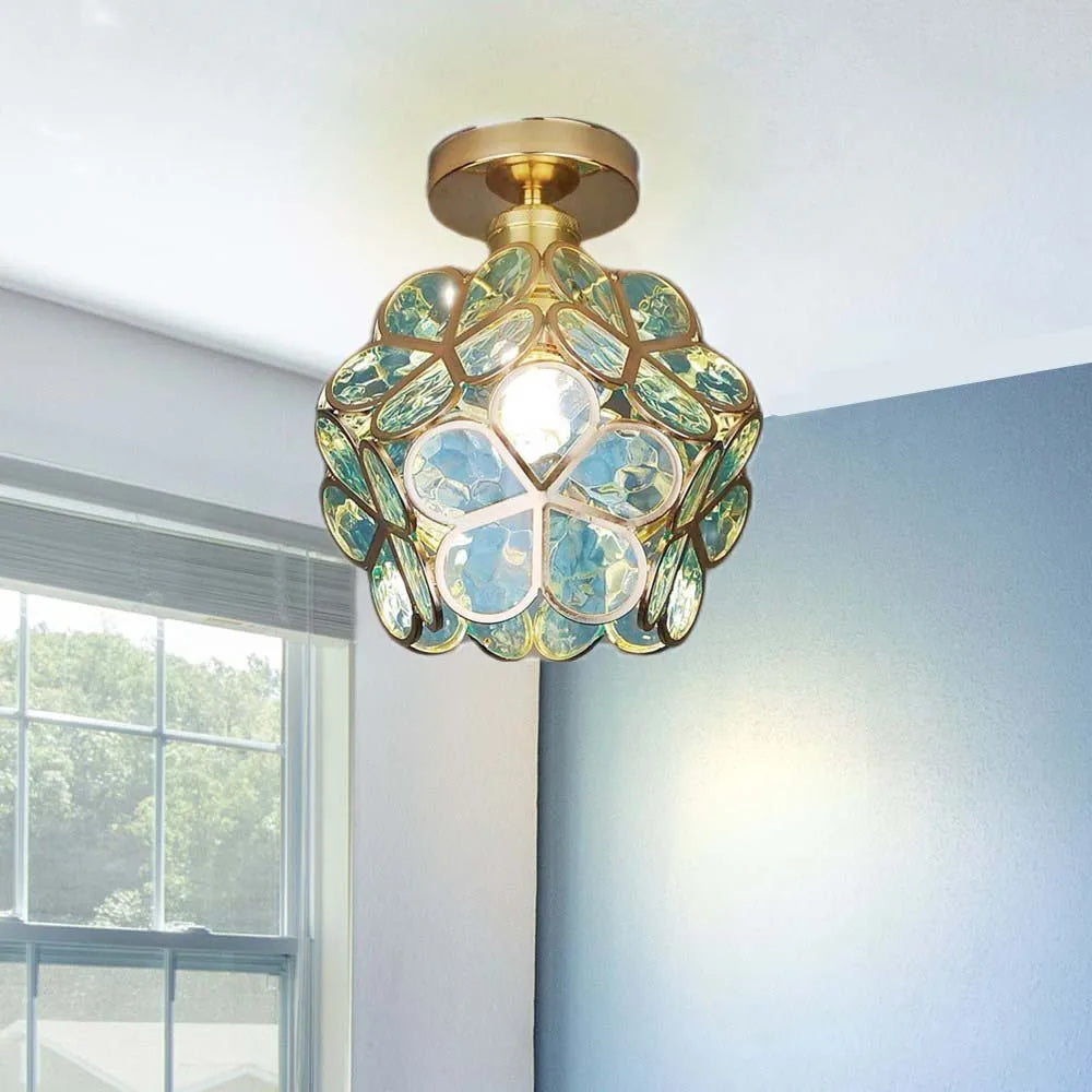 Künstlerische Glas-Deckenlampe mit Blumenmuster - FlowerHall