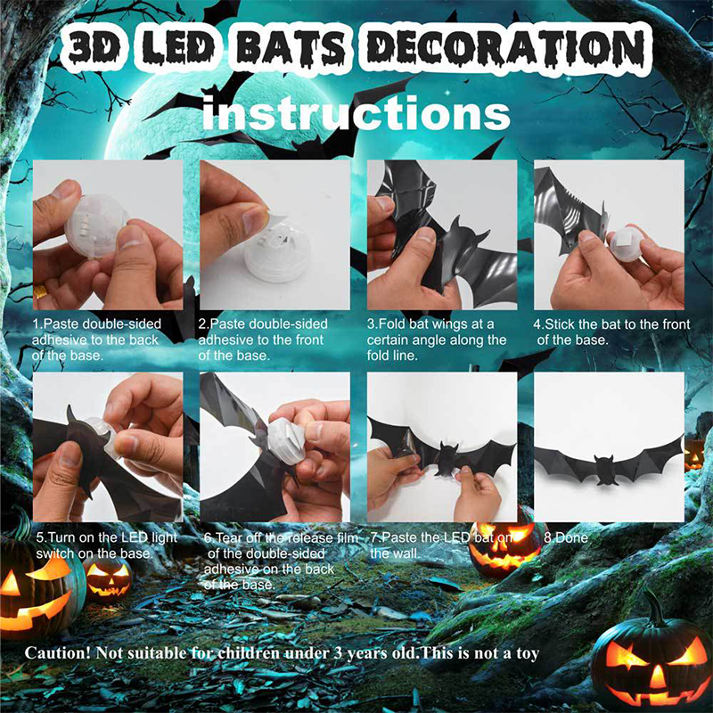 3D Fledermaus LED Wanddekoration — Machen Sie Ihr Zuhause zur gruseligsten Halloween-Bühne mit lebensechten Flugillusionen!