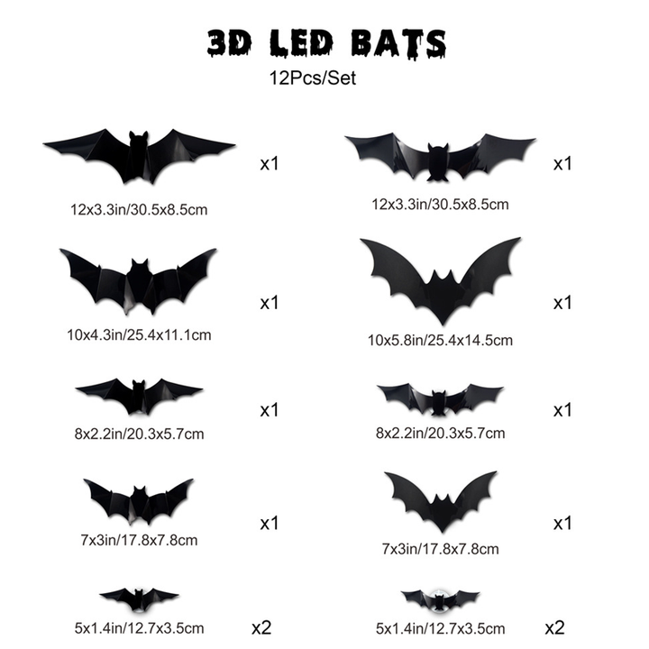 3D Fledermaus LED Wanddekoration — Machen Sie Ihr Zuhause zur gruseligsten Halloween-Bühne mit lebensechten Flugillusionen!