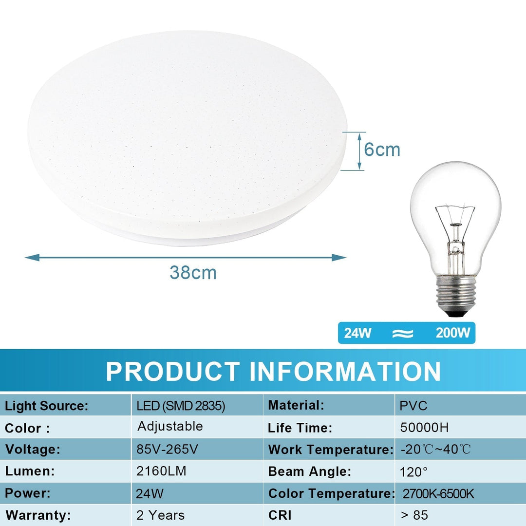 24W LED-Deckenleuchte dimmbar mit Sternenhimmel-Effekt