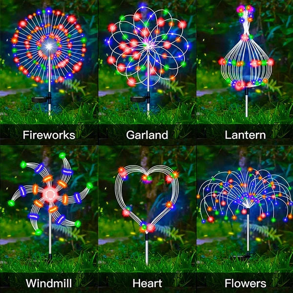 4-teilige Solar Feuerwerk Gartenlichter - Wetterfeste LED Dekorationsbeleuchtung, Solarenergie für Garten und Terrasse