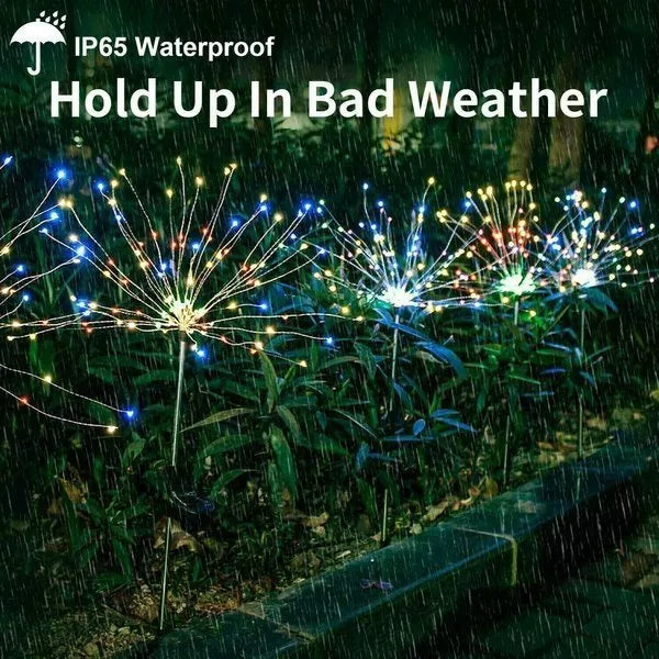 4-teilige Solar Feuerwerk Gartenlichter - Wetterfeste LED Dekorationsbeleuchtung, Solarenergie für Garten und Terrasse