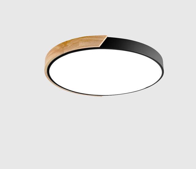 Minimalistische runde LED-Deckenleuchte mit Holzdekor – modernes Design, dimmbar