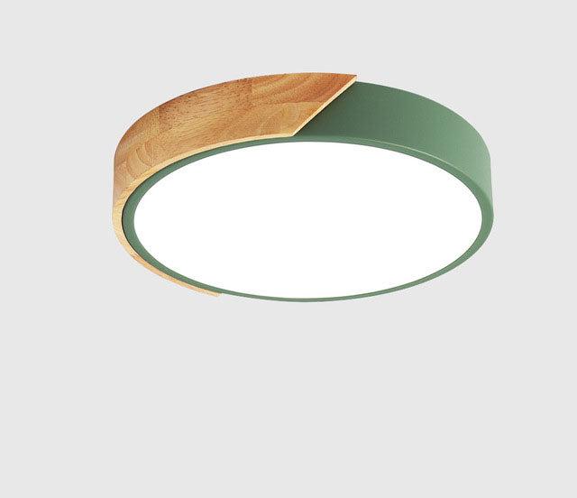 Minimalistische runde LED-Deckenleuchte mit Holzdekor – modernes Design, dimmbar
