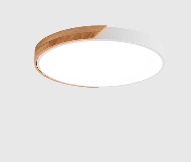 Minimalistische runde LED-Deckenleuchte mit Holzdekor – modernes Design, dimmbar