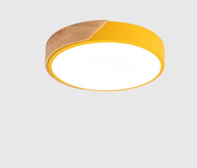 Minimalistische runde LED-Deckenleuchte mit Holzdekor – modernes Design, dimmbar