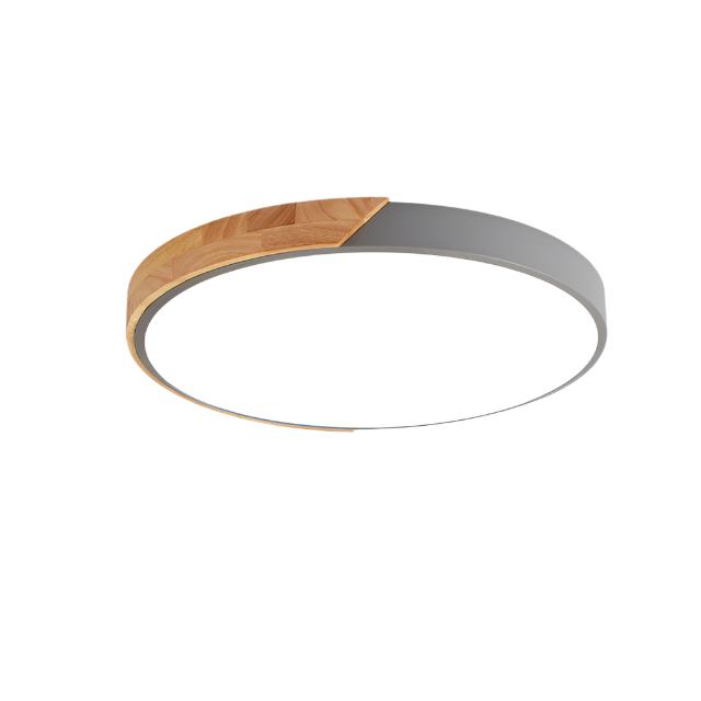 Minimalistische runde LED-Deckenleuchte mit Holzdekor – modernes Design, dimmbar