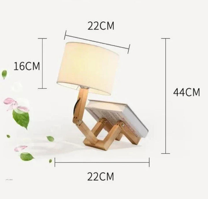 Holztischlampe mit Buchhalter - RutanFlex