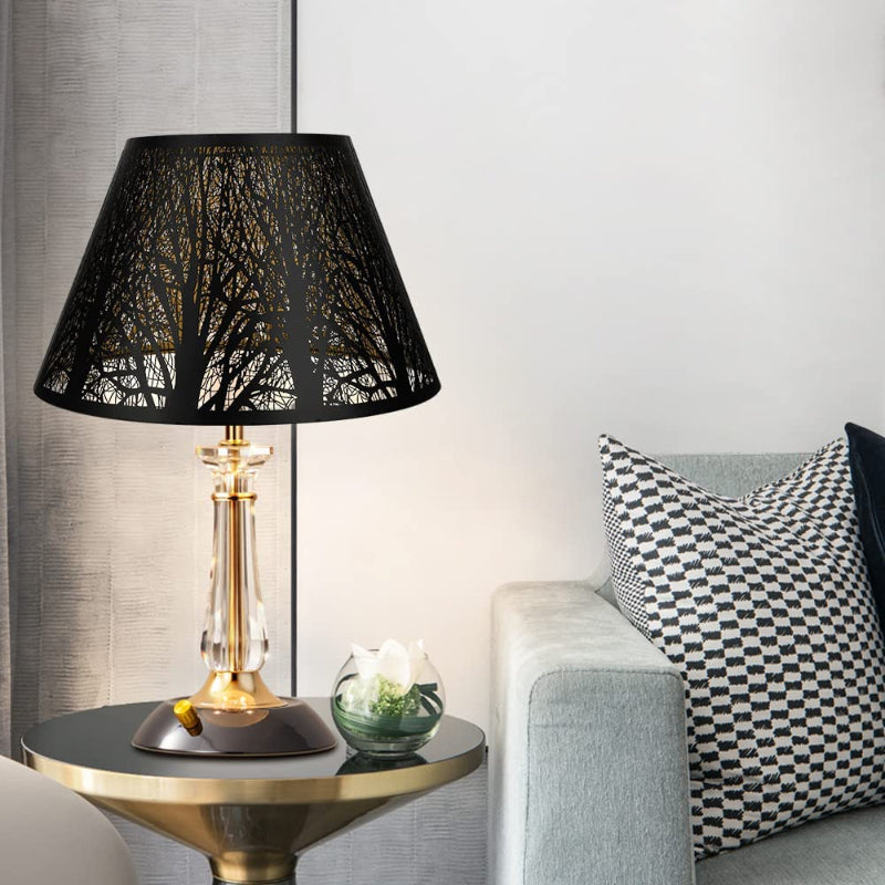 Mittlerer Lampenschirm, Fassstofflampenschirm für Tischlampe und Stehlampe, 7x13x7,8 Zoll, natürlich belüftetes Leinen, handgefertigt, Spinne (weiß)