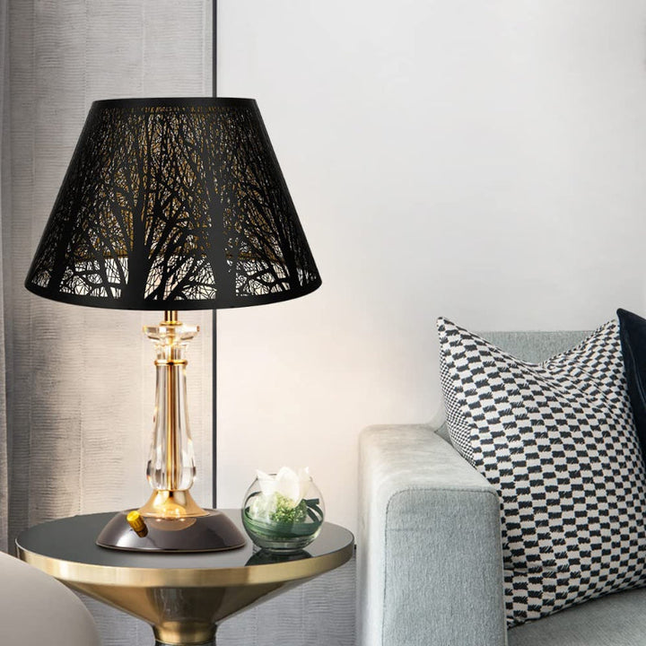 Mittlerer Lampenschirm, Fassstofflampenschirm für Tischlampe und Stehlampe, 7x13x7,8 Zoll, natürlich belüftetes Leinen, handgefertigt, Spinne (weiß)