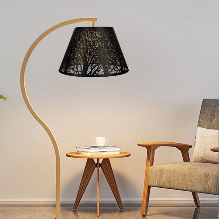 Mittlerer Lampenschirm, Fassstofflampenschirm für Tischlampe und Stehlampe, 7x13x7,8 Zoll, natürlich belüftetes Leinen, handgefertigt, Spinne (weiß)