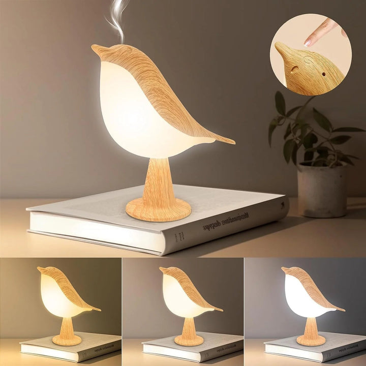 Touch-Control Holz Vogel Nachtlicht - Aufladbare LED Nachttischlampe