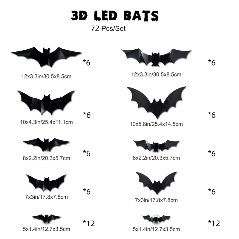 3D Fledermaus LED Wanddekoration — Machen Sie Ihr Zuhause zur gruseligsten Halloween-Bühne mit lebensechten Flugillusionen!